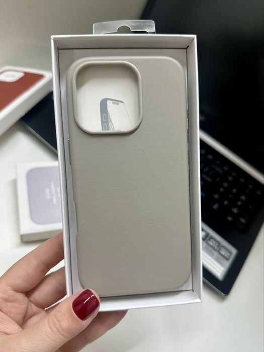 Шкіряний чохол чехол leather case magsafe 16 pro max