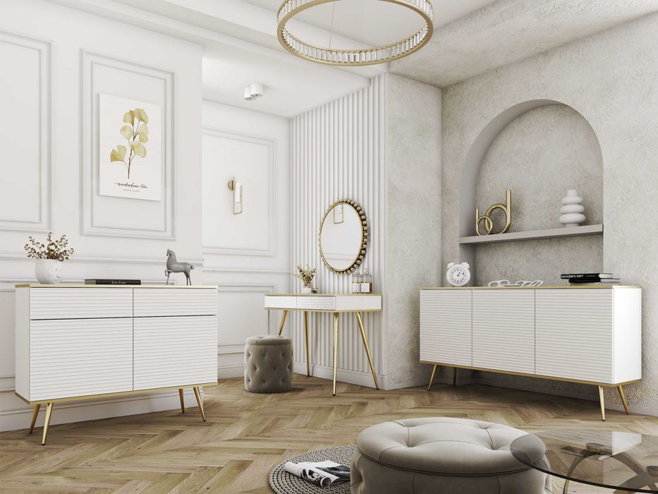 Ryflowana toaletka  kolor Beż /biały /czarny wysyłka 24 h ZŁOTE NOGI