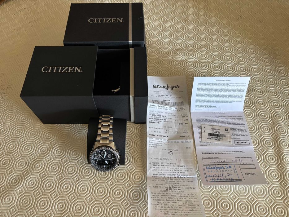 Relógio Citizen modelo "SKYPILOT", cronógafo para pilotos, como novo, com garantia válida...