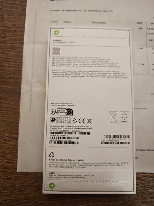 iPhone 17 Air 6.5" 256GB Azul Selado  C/Garantia Aceito Retomas