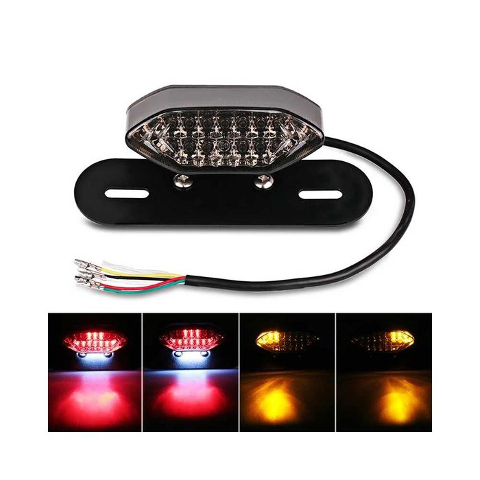 Luz traseira LED integrada para moto - Stop, travão e piscas