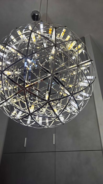 Duża designerska lampa wisząca LED kula chrom 57cm - styl Moooi Raimond