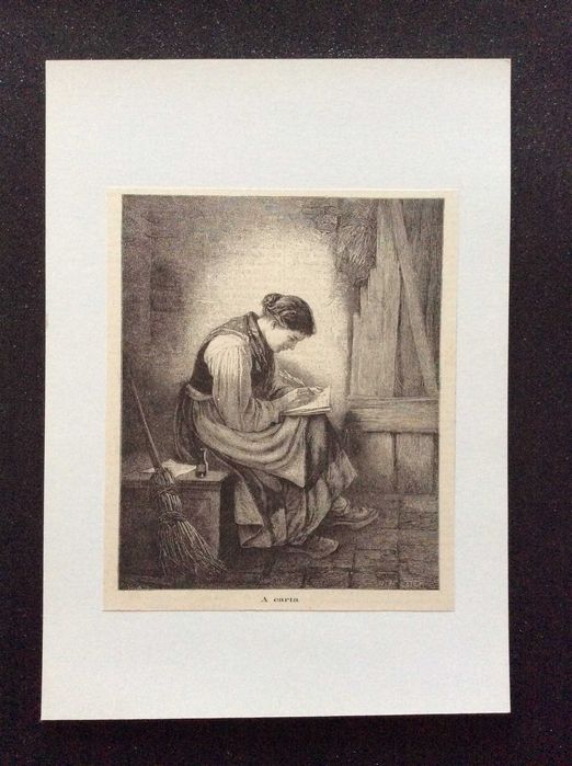 A carta. Ano 189? Excelente gravura litográfica do século XIX