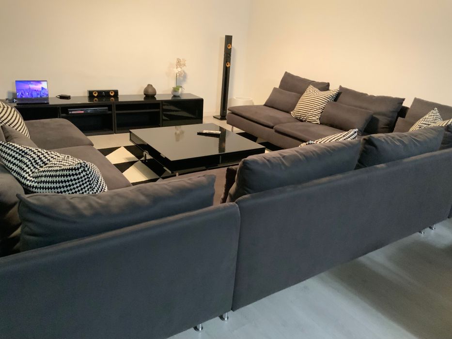 Sofá Modular Cinzento com 9 Lugares