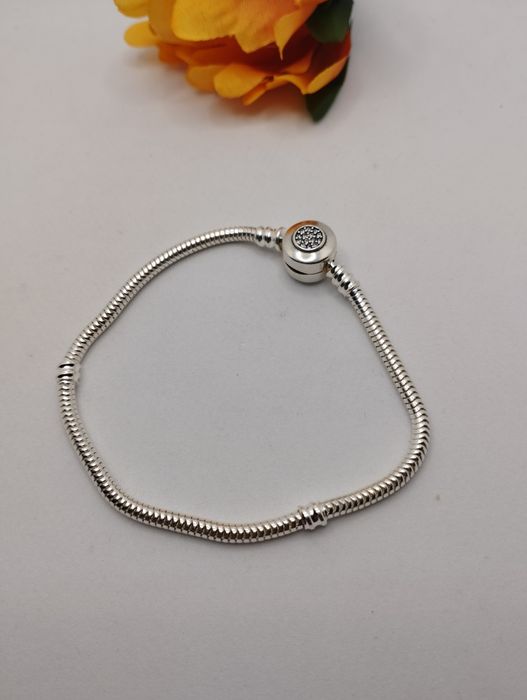 Srebrna bransoletka, Pandora, próba 925, długość 20 cm