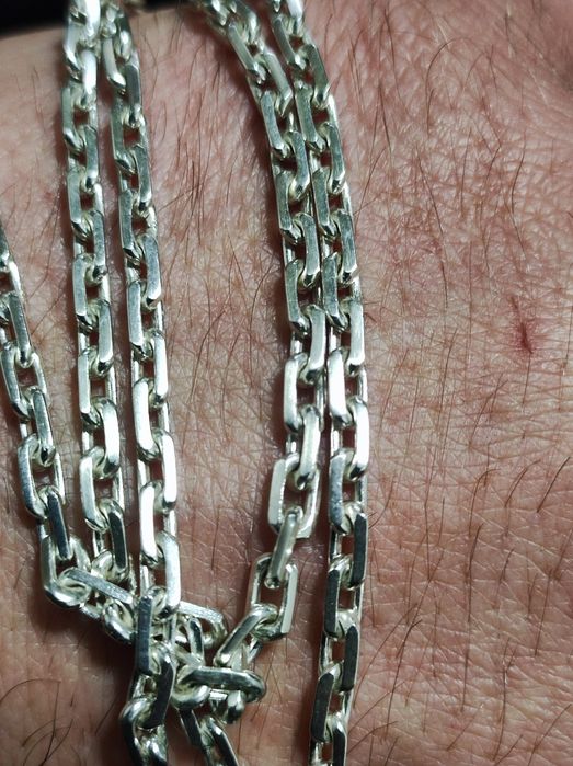 Серебряная якорная граненая  цепочка 925 проба 20.9 грам 60 см