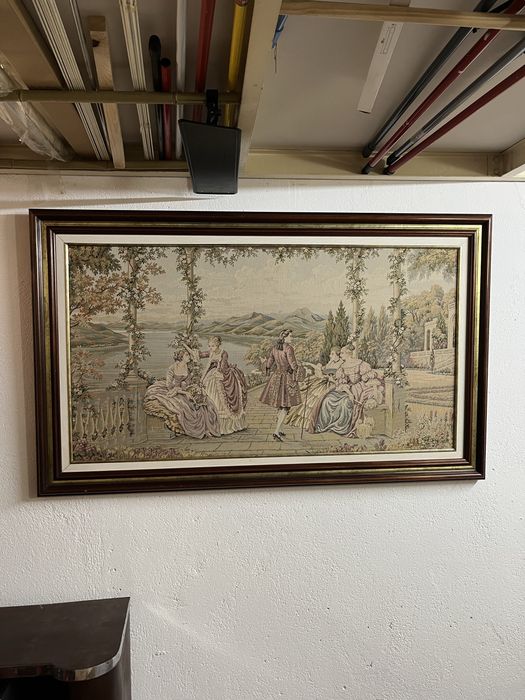 Quadro tapecaria emoldurado  estilo gobelin vintage