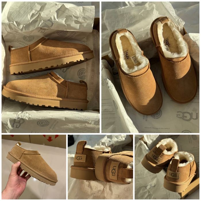 р36-41 Жіночі замшеві Ugg Classic Micro Black Chestnut Beige Sand