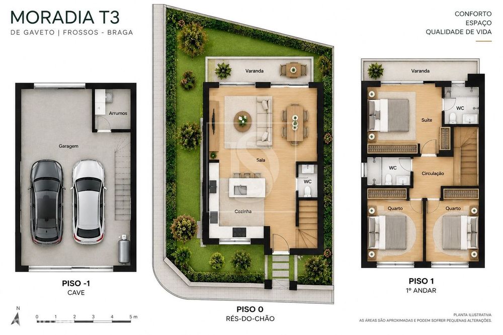 Moradia T3 Nova de Gaveto com Garagem em Frossos, Braga