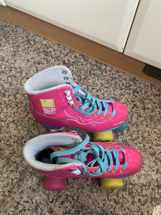 Krf Patins 4 Rodas Roller School Pph Rosa