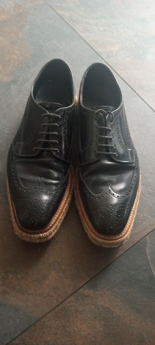 Мужские туфли Prada оригинал кожаные броги на платформе