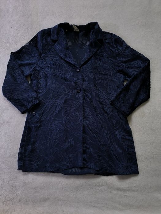 Granatowa koszula Frankenwälder • welurowy wzór • elegancka • rozm. 38