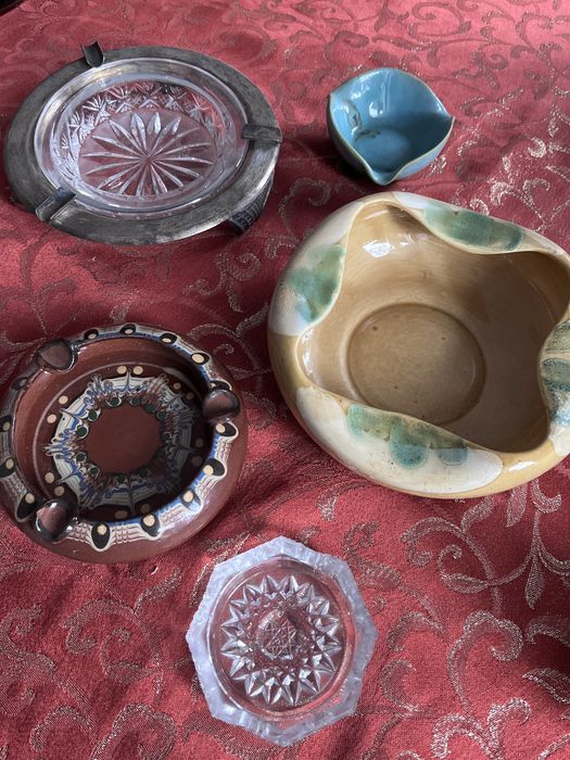 Popielniczka szklana porcelana prl