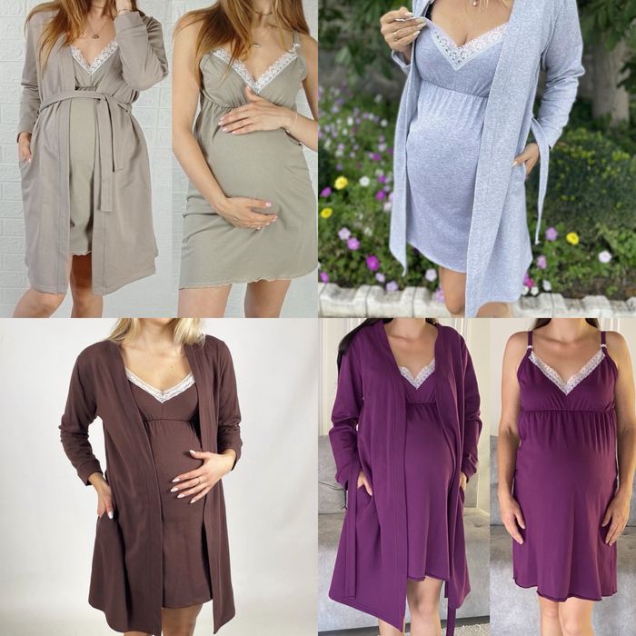 Халат та сорочка в пологовий для вагітних та годуючих 44-58