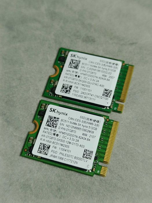 ЯК НОВІ! SSD диск Hynix BC511 512GB M2 NVMe 2230 PCIe 3.0 x4 100% здоровя!