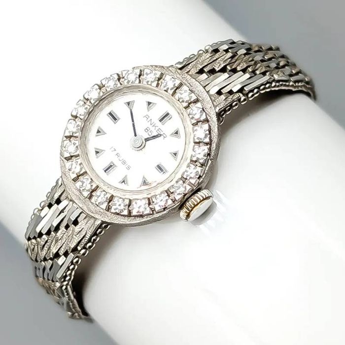 Relógio Anker em ouro branco com diamantes 14 quilates 24.27 gramas 17