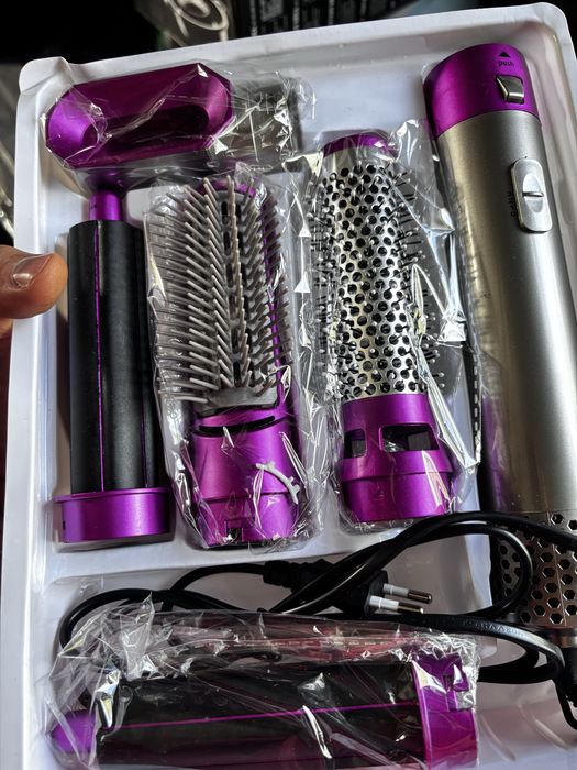 Фен стайлер 5 в 1 (1000Вт) Hot Air Styler, Сірий / Фен браш для укладання волосся / Мультистайлер для волосся