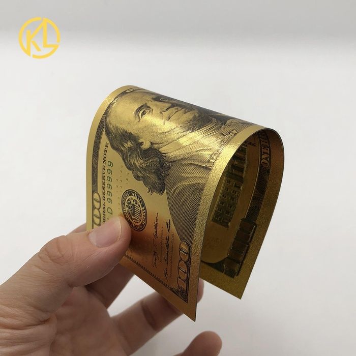 Notas em folha de OURO 24k 100USD + 100USD ANTIGA