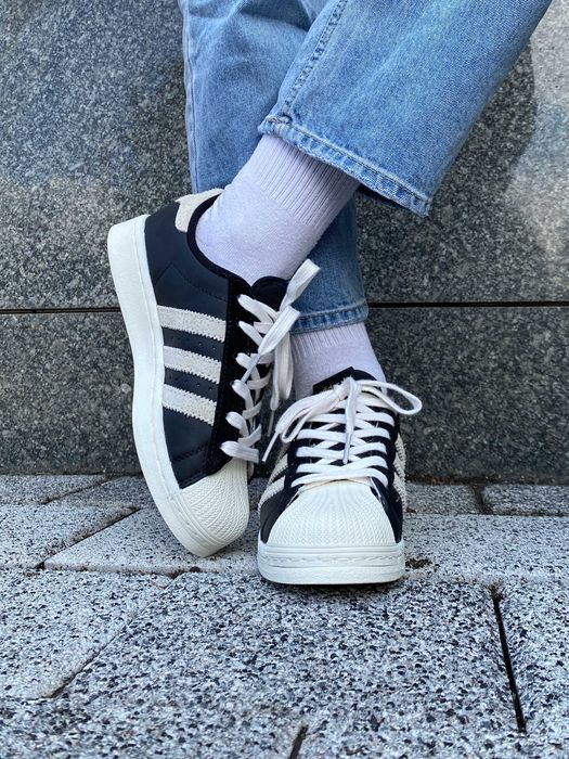 Кросівки Adidas Superstar Black/Beige premium