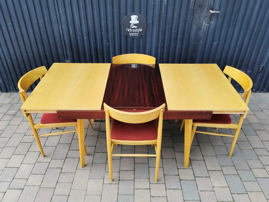 Stół JITONA+ 4x krzesło TON (Thonet), Czechosłowacja '60 Design, Prl