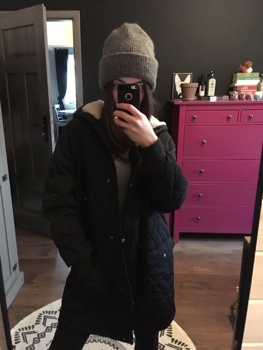 czarna pikowana kurtka parka zalando luźna