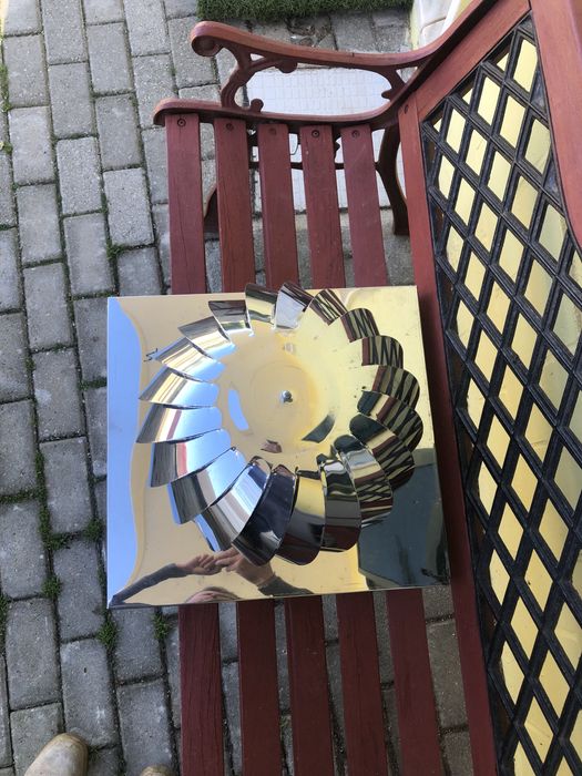 Girândula inox base quadrada nova 44 x 41,5cm