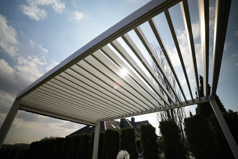 Pergola Tarasowa Ogrodowa Aluminium LED Automat Roleta