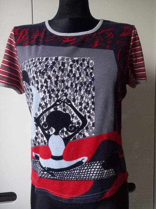 Koszulka T-shirt roz  L 40 QS bawełna must have boho