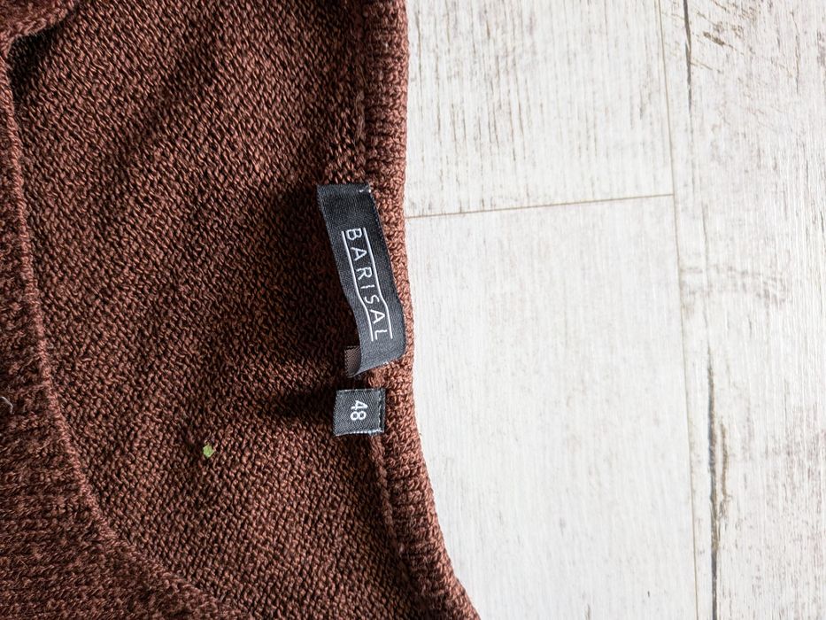 Brązowy Sweter w paski