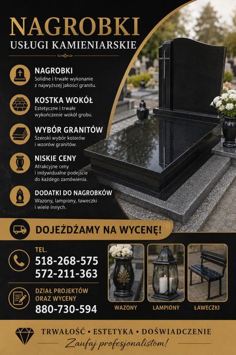 NAGROBKI kamieniarstwo 3,5 tys wyprzedaże POSEZONOWE!