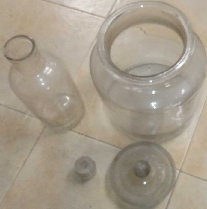 Frasco vidro antigo, tipo "farmácia", grande.