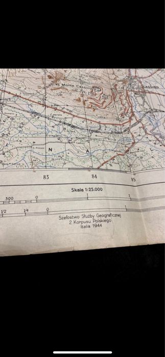 Mapa Monte Cassino 1944 oryginał !