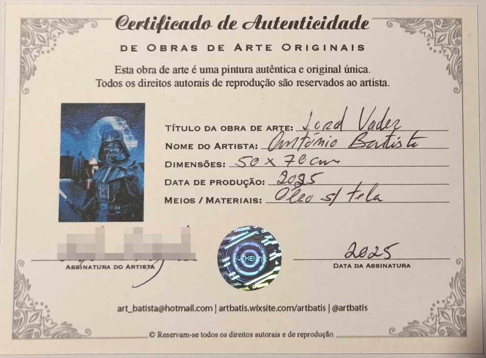 Star Wars Lorde Vader Pintura óleo s/ tela