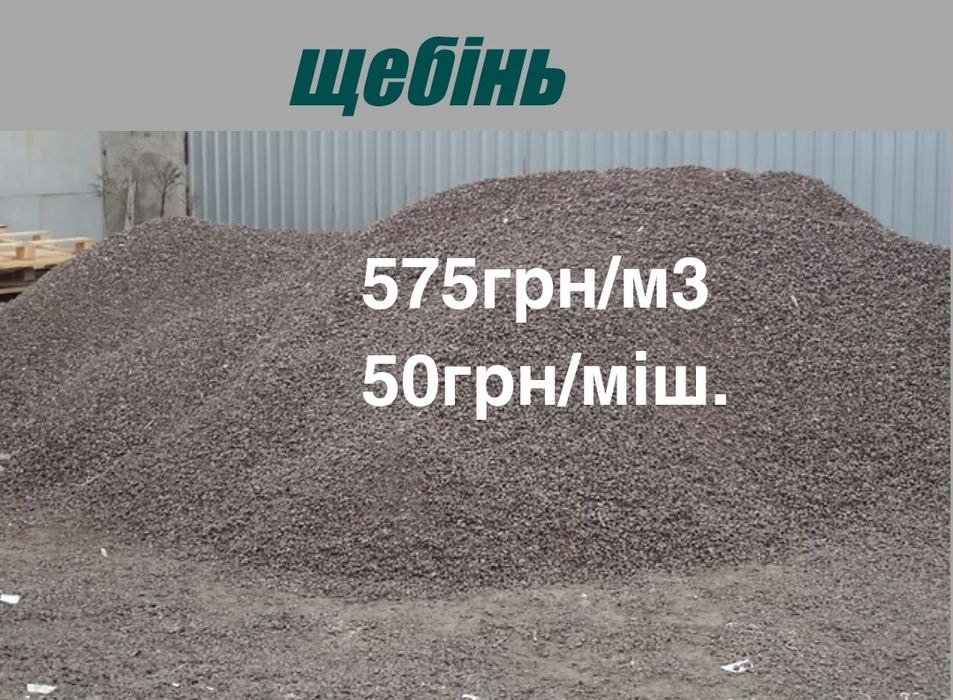 Пісок Песок, щебінь щебень, відсів отсев. в мешках и насипом. Доставка