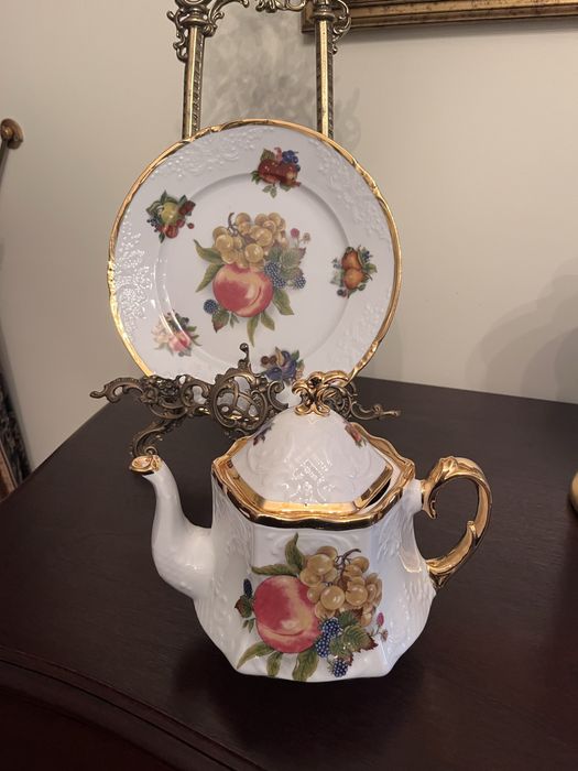 Bule de chá com prato - decoporce