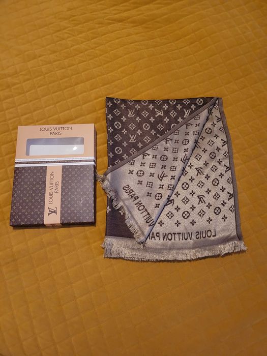 Szalik damski kaszmirowy brązowy dwustronny LV