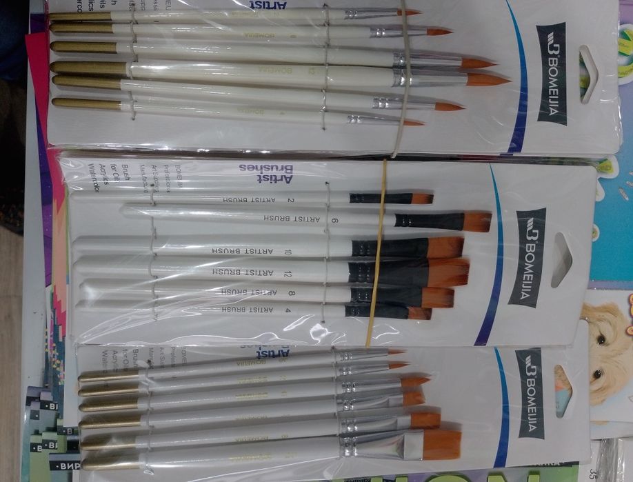 Набори нейлонових пензликів для малювання Bomeijia по 6шт, 3 варіанти