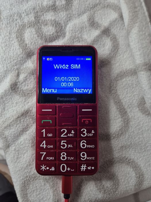 Telefon Panasonic KX-TU155 czerwony dla emeryta
