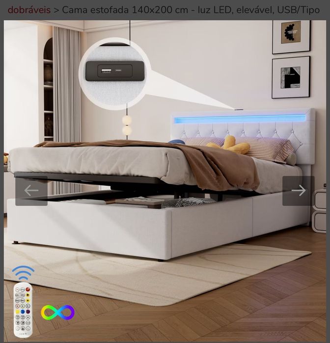 Cama com baú de arrumação
