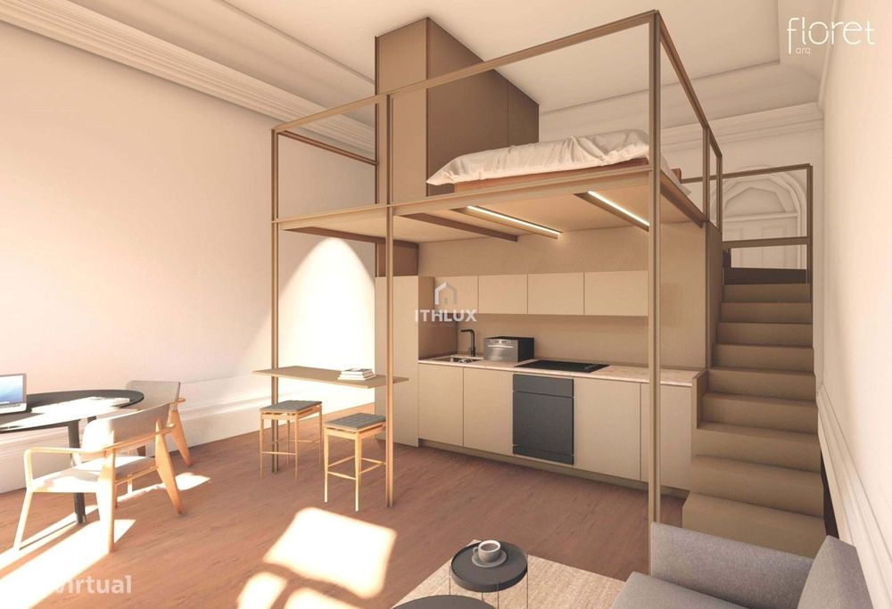 Apartamento T0 c/ mezanino  novo no coração da cidade do Porto na Zona