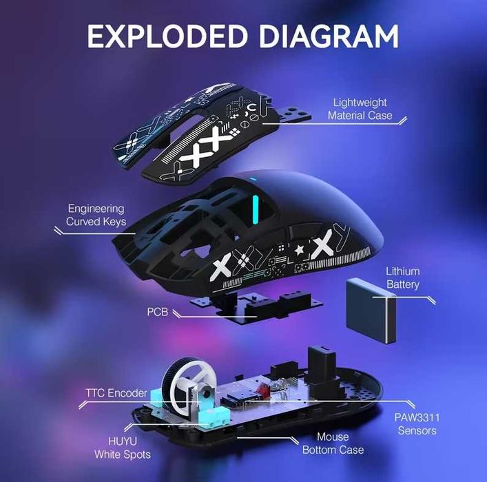 Attack shark X11 Бездротова ігрова миша 3 режими підключення