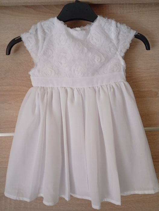 Biała elegancka sukienka dla dziewczynki chrzest  chrzciny  roz 86