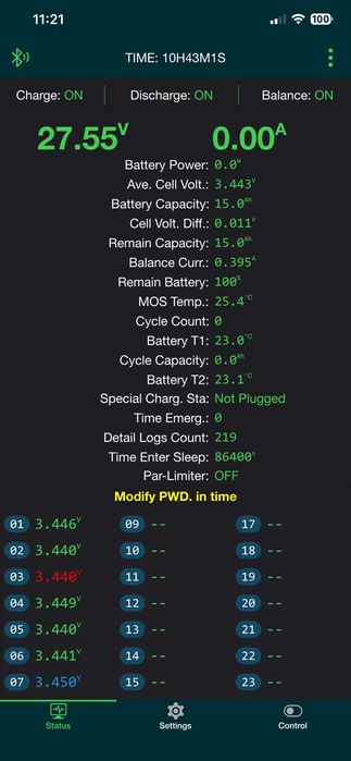 Батарея LiFePO4 24V 15Ah JK Bms