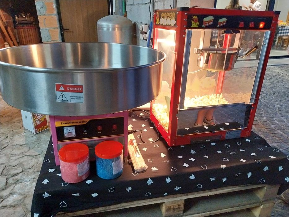 Serviço aluguer máquina pipocas e algodão  doce