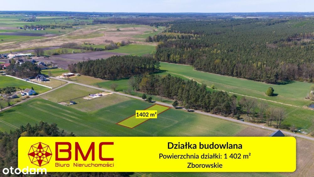 Działka budowlana Zborowskie 1402 m2