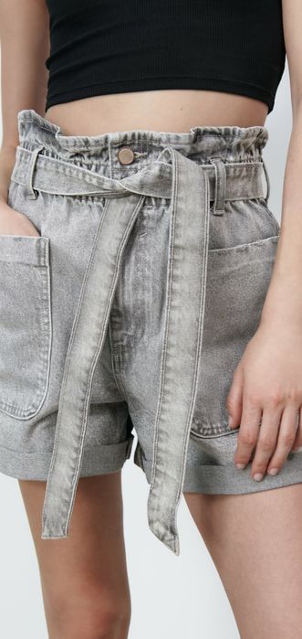 Spodenki szare marmurkowe szorty rozm M denim varlesca