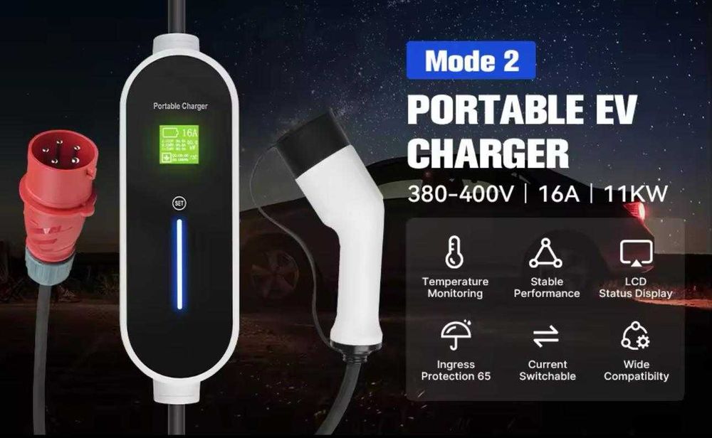 Carregador Portátil 11 kw - 16A -Tipo 2 - Eletricos e Hibridos
