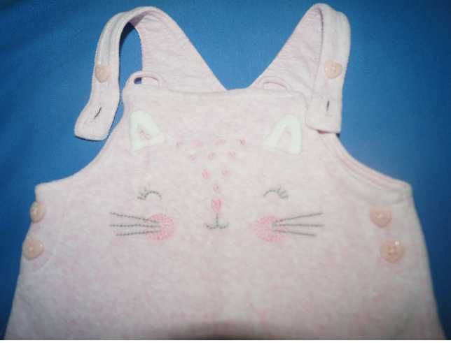 Śpiochy pajacyki dla dziewczynki r. 62-68 różowe kotek słodkie