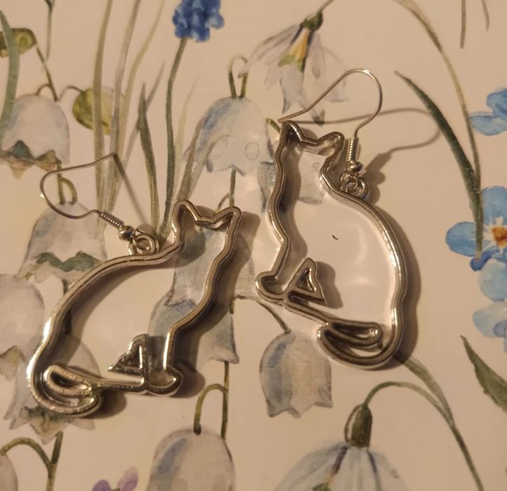 Komplet wisiorek i kolczyki - Koty