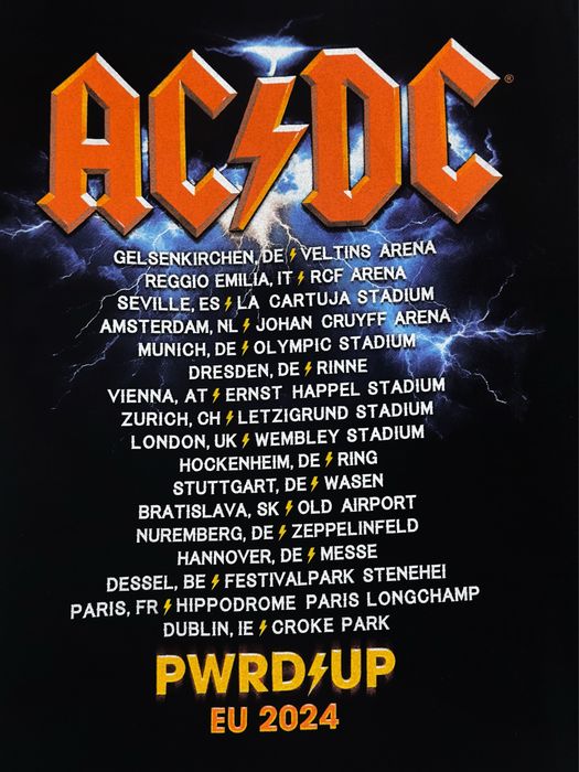 Футболка AC/DC Mrch Tour Rock Pwrd Up EU 2024